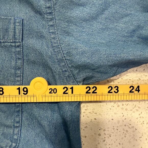 Mickey Mouse Graphic Denim Long Sleeve Button Down Shirt Womens Medium Relaxed - Picture 10 of 10